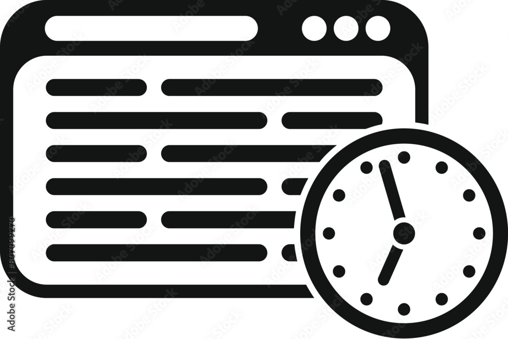 Poster web site duration work icon simple vector. digital hour. fixed length