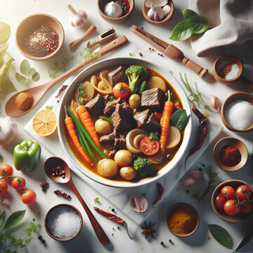 Authentic Or Lam Stew with Buffalo Meat and Herbs