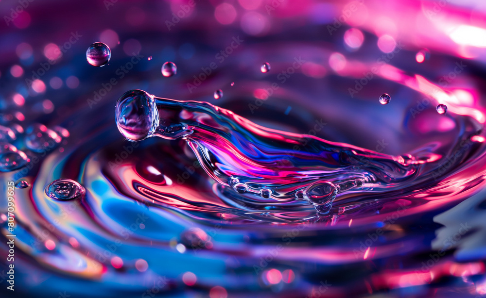 Poster dynamic interaction of colored liquids.