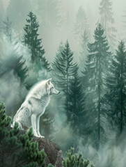 White wolf in. forest