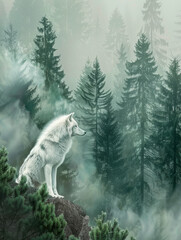 Obraz premium White wolf in. forest