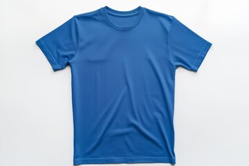 A plain blue t-shirt laid flat on a white surface, ideal for design mockups