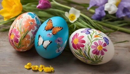 Obraz na płótnie Canvas Craft an image of easter eggs painted with vibrant
