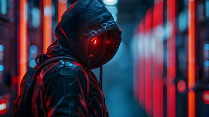 Photo realistic Cyber Heist Emblem as a digital burglar icon for tech savvy security firms in Photo Stock Concept