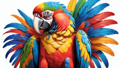 A vibrant icon of a macaw with colorful feathers upscaled 4