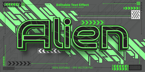 Alien editable text effect in modern cyber trend style