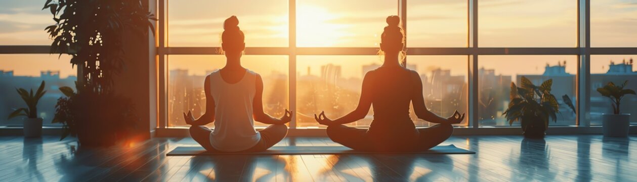 Lifestyle and people theme with a couple practicing yoga together, focusing on wellness and connection