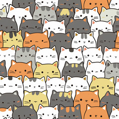 seamless pattern with cats.Minimal creative art and nature concept.