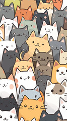 seamless pattern with cats.Minimal creative art and nature concept.