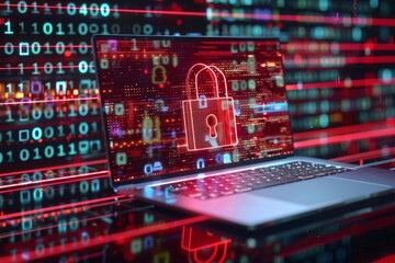 Obraz premium Secure network protocols and router infrastructure management with cybersecurity and risk solutions for secure operations.