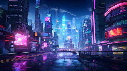 night scene of modern city, 3d rendering, computer digital image