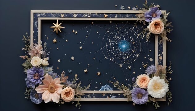 Create a celestial frame featuring intricate const