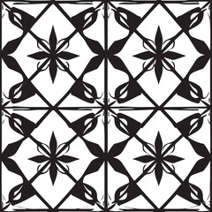 Morocco seamless pattern. Repeating black and white Morocco grid isolated. Repeated simple Moroccan mosaic motive. Arabic texture for design prints