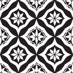 Fototapeta premium Morocco seamless pattern. Repeating black and white Morocco grid isolated. Repeated simple Moroccan mosaic motive. Arabic texture for design prints