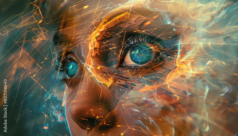 Aufkleber infuse elements of surrealism into a digital artwork featuring unexpected camera angles showcasing a