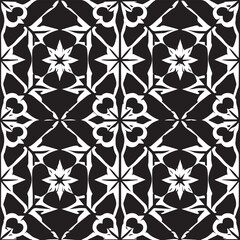 Morocco seamless pattern. Repeating black and white Morocco grid isolated. Repeated simple Moroccan mosaic motive. Arabic texture for design prints