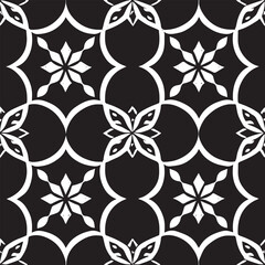 Morocco seamless pattern. Repeating black and white Morocco grid isolated. Repeated simple Moroccan mosaic motive. Arabic texture for design prints