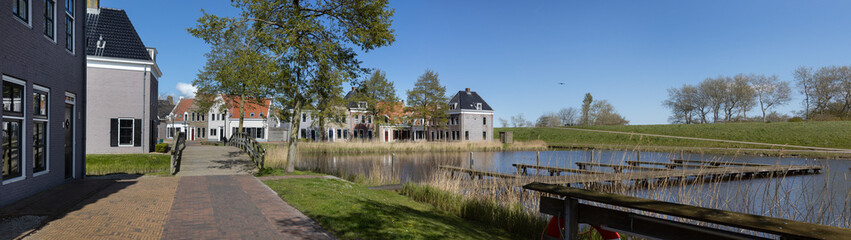 Eson Stad. Eson city. Friesland Netherlands. Replica city. Panorama. Lauwerszee. Lauwersoog. 