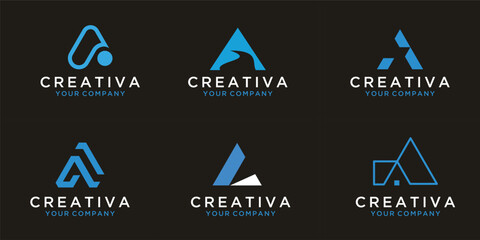 Set of abstract letter A logo design Inspiration 