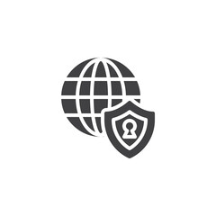 Globe and shield vector icon