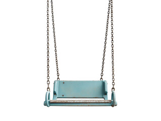 a blue swing with chains