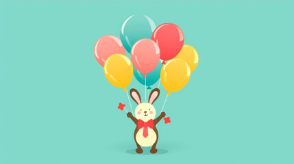 Fototapeta premium rabbit with balloons