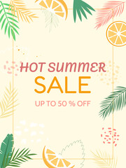 summer discount flyer, hot summer discounts poster