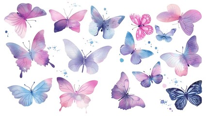 Delicate Pastel Butterfly Sticker Sheet with Dreamy Watercolor