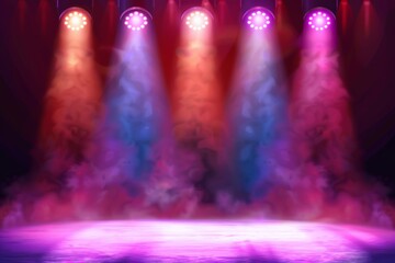  Five different Spotlight on stage for your design. Colorful light. illustration. 