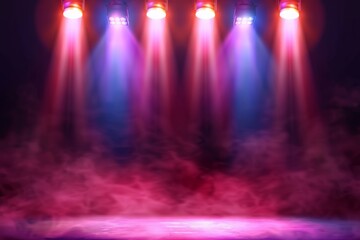 different Spotlight on stage for your design. Colorful light. illustration. 