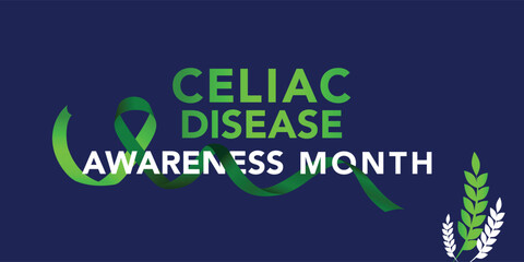 May is Celiac Disease Awareness Month. Holiday concept. Template for background, banner, card, poster with text inscription. Vector EPS10 illustration.