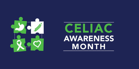 May is Celiac Disease Awareness Month. Holiday concept. Template for background, banner, card, poster with text inscription. Vector EPS10 illustration.