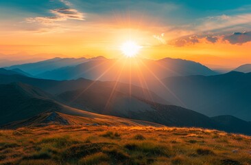 Obraz premium KSBeautiful misty valley at sunrise aerial view of mount