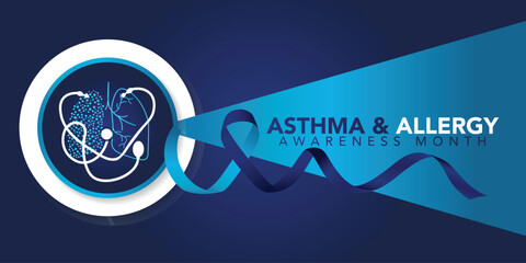 vector graphic of asthma and allergy awareness month good for asthma and allergy awareness month celebration. flat design. flyer design.flat illustration.