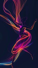  Dance, abstract lines, elegant, Geometric,  illustration. Dancing silhouette of a girl 