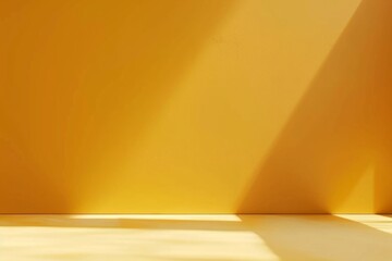 Minimalist Warm Tones: Orange Wall with Sunlight and Shadows