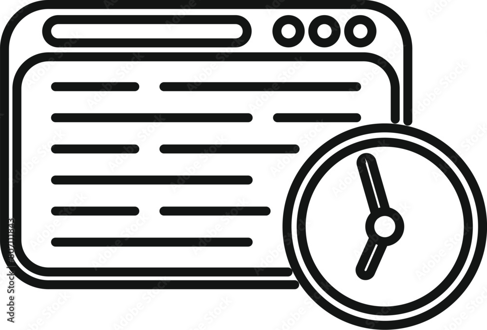 Poster web site duration work icon outline vector. digital hour. fixed length