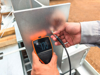 Measure the Coating Thickness Galvanized with a Coating Thickness Gauge by Specification of Project...