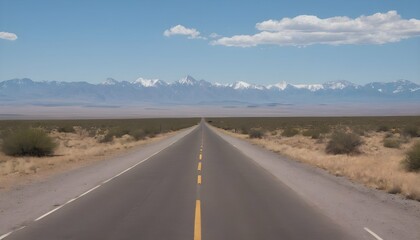 Fototapeta na wymiar A rugged desert road leading to distant mountains
