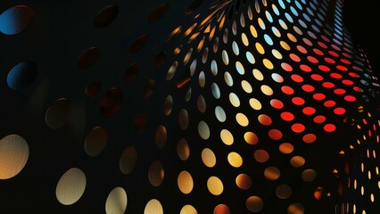 Abstract mesh wave pattern, dot particles, black and red, technology data design background concept