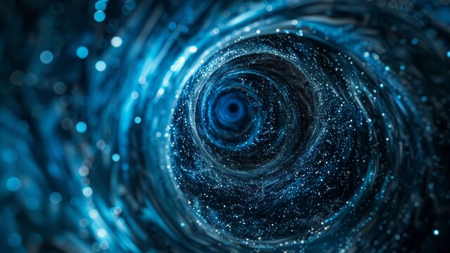 Blue vortex shape texture, abstract space black hole concept design background