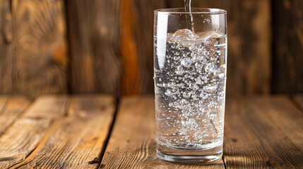 Crystal-clear water shimmers in a glass, signifying hydration and wellness