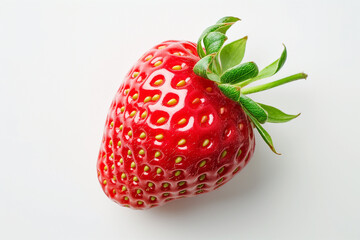 Delicious fresh red Strawberries on white background, top view, Ripe, juicy Strawberries for design