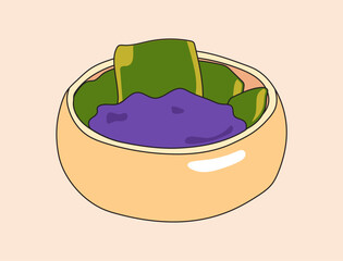 Hand drawn illustration of a bowl of Poi