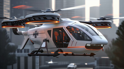Futuristic flying rescue drone