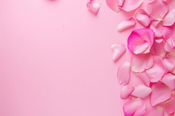 Elegant Pink Rose Petals Spread on a Soft Pastel Background