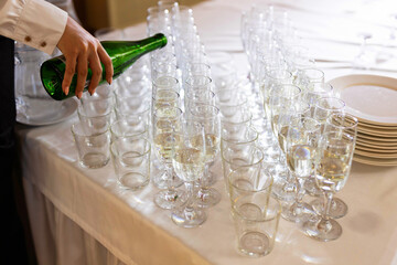 glass glasses for champagne at a festive ceremony	