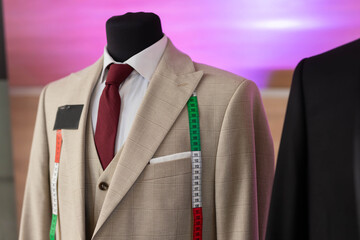 stylish men's groom suit on a mannequin