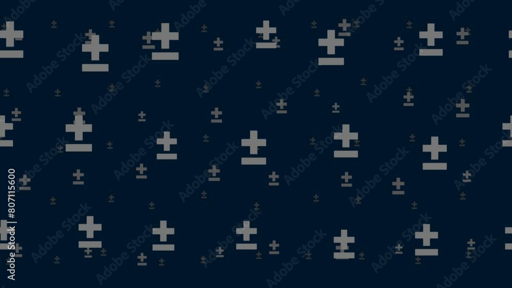 Poster plus–minus signs float horizontally from left to right. parallax fly effect. floating symbols are lo