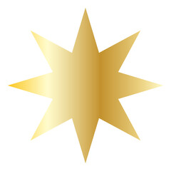 Obraz premium Gold Sun Star Symbol Icon. Christmas or New Year Decoration Part Element.